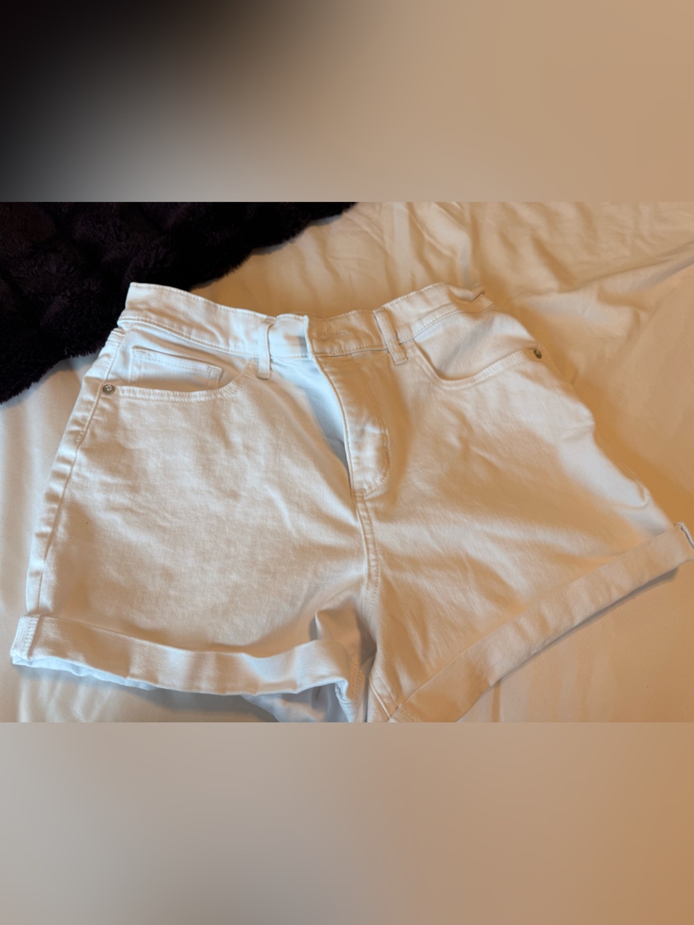 Express White Denim Cuffed Jean Shorts
